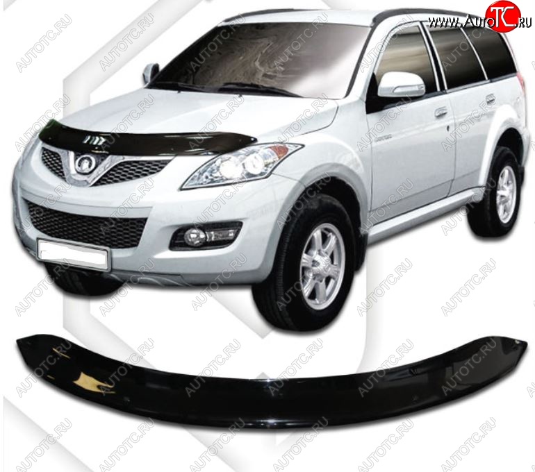 1 999 р. Дефлектор капота CA-Plastic  Great Wall Hover H5 (2010-2017) (Classic черный, Без надписи)  с доставкой в г. Воронеж