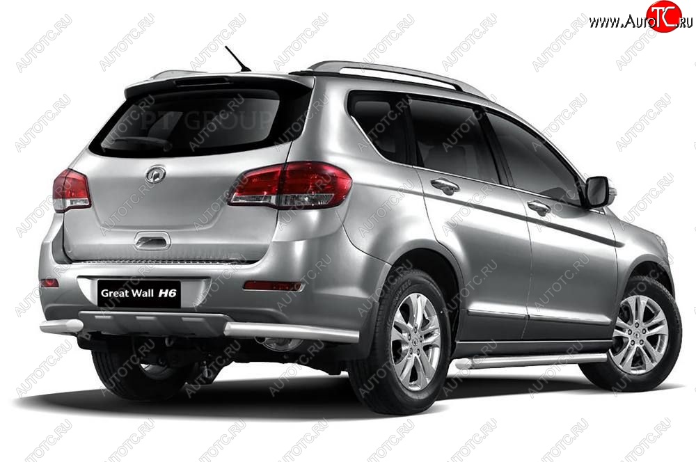 10 649 р. Защита заднего бампера Petroil Tuning (уголки, d63)  Great Wall Hover H6 (2012-2016) (Нержавейка)  с доставкой в г. Воронеж