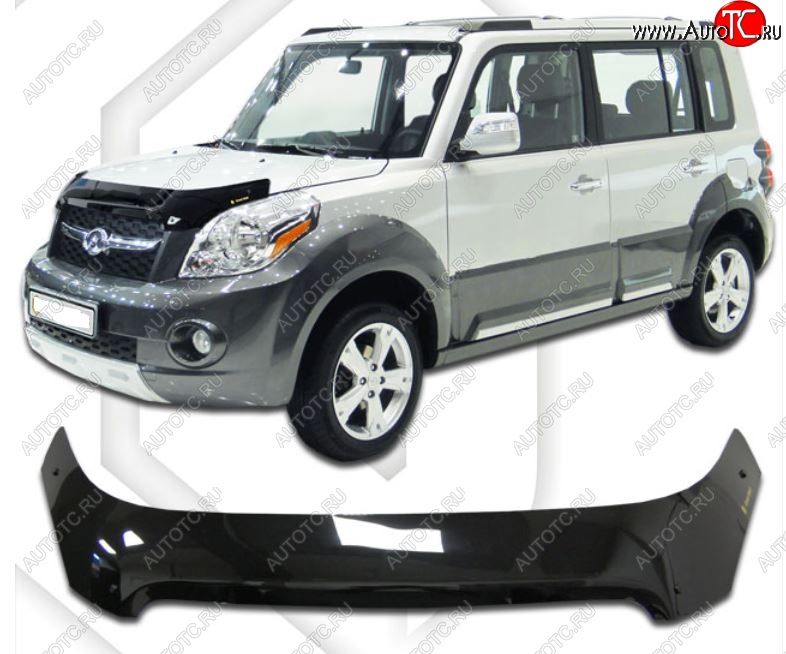 2 159 р. Дефлектор капота CA-Plastic Great Wall Hover M2 (2010-2014) (Classic черный, Без надписи)  с доставкой в г. Воронеж