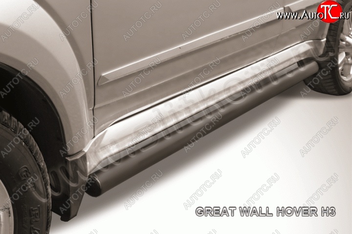 10 999 р. Защита порогов Slitkoff (труба d76)  Great Wall Hover H3 (2010-2014)  дорестайлинг (Цвет: серебристый)  с доставкой в г. Воронеж