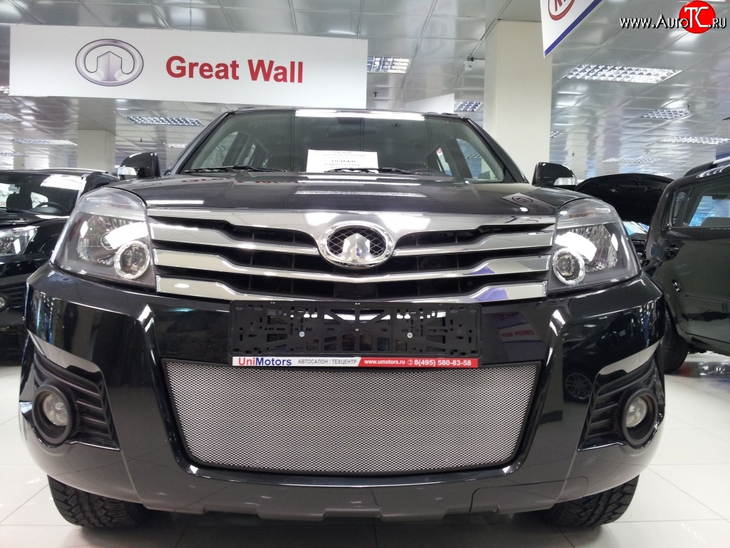 1 539 р. Сетка на бампер Russtal (хром) Great Wall Hover H3  дорестайлинг (2010-2014)  с доставкой в г. Воронеж