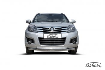 12 149 р. Защита переднего бампера Arbori (нержавейка, 2 трубы d57 и 42 mm)  Great Wall Hover H3 (2010-2014)  дорестайлинг  с доставкой в г. Воронеж. Увеличить фотографию 2