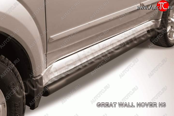 9 999 р. Защита порогов из труб d57 Slitkoff Great Wall Hover H3  дорестайлинг (2010-2014) (Цвет: серебристый)  с доставкой в г. Воронеж