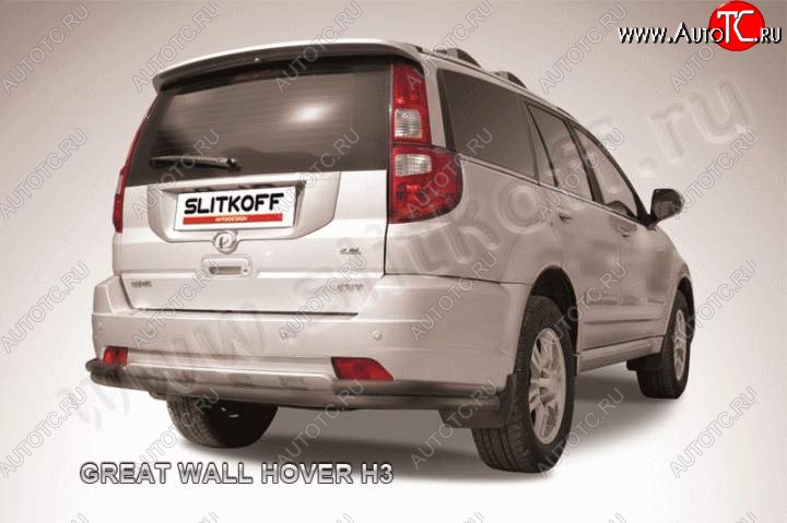 9 449 р. Защита заднего бампера из труб d57+d42 Slitkoff Great Wall Hover H3  дорестайлинг (2010-2014) (Цвет: серебристый)  с доставкой в г. Воронеж