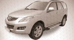 10 699 р. Алюминиевые пороги Slitkoff Luxe Silver  Great Wall Hover H5 (2010-2017)  с доставкой в г. Воронеж. Увеличить фотографию 2