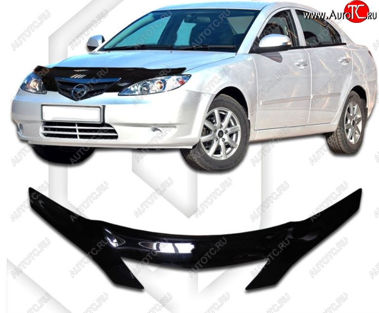 2 599 р. Дефлектор капота CA-Plastiс exclusive  Haima 3  HMC7185A (2010-2013) седан (Classic черный, Без надписи)  с доставкой в г. Воронеж