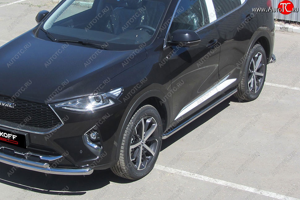 11 999 р. Защита порогов (Ø57 мм, нержавейка) Slitkoff  Haval F7 - F7x  с доставкой в г. Воронеж