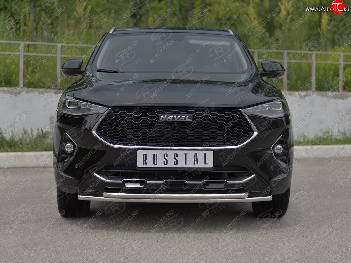 13 999 р. Защита переднего бампера (Ø42 мм, нержавейка, 4WD) SLITKOFF  Haval F7x (2019-2022) дорестайлинг (полированная нержавейка)  с доставкой в г. Воронеж