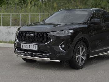 13 999 р. Защита переднего бампера (Ø42 мм, нержавейка, 4WD) SLITKOFF  Haval F7x (2019-2022) дорестайлинг (полированная нержавейка)  с доставкой в г. Воронеж. Увеличить фотографию 2