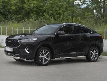13 999 р. Защита переднего бампера (Ø42 мм, нержавейка, 4WD) SLITKOFF  Haval F7x (2019-2022) дорестайлинг (полированная нержавейка)  с доставкой в г. Воронеж. Увеличить фотографию 3