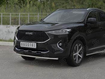 11 199 р. Защита переднего бампера (Ø42 мм, нержавейка, 4WD) SLITKOFF Haval F7x дорестайлинг (2019-2022)  с доставкой в г. Воронеж. Увеличить фотографию 2