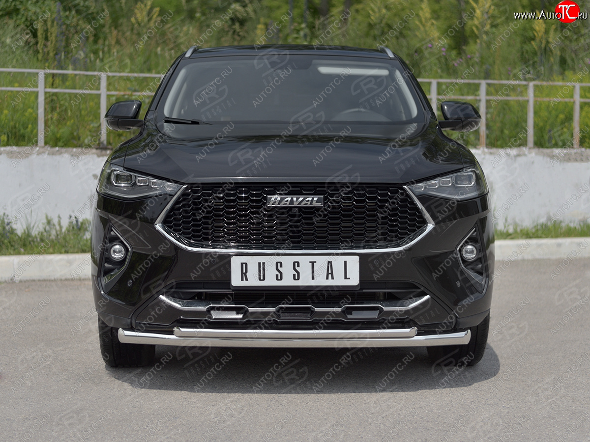 14 999 р. Защита переднего бампера (Ø63 мм секции, нержавейка, 1.5 4WD) SLITKOFF Haval F7x дорестайлинг (2019-2022)  с доставкой в г. Воронеж