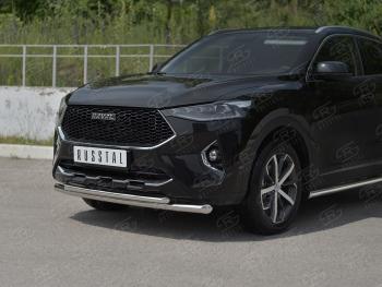 14 999 р. Защита переднего бампера (Ø63 мм секции, нержавейка, 1.5 4WD) SLITKOFF Haval F7x дорестайлинг (2019-2022)  с доставкой в г. Воронеж. Увеличить фотографию 2