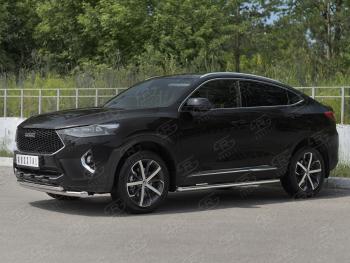 14 999 р. Защита переднего бампера (Ø63 мм секции, нержавейка, 1.5 4WD) SLITKOFF Haval F7x дорестайлинг (2019-2022)  с доставкой в г. Воронеж. Увеличить фотографию 3