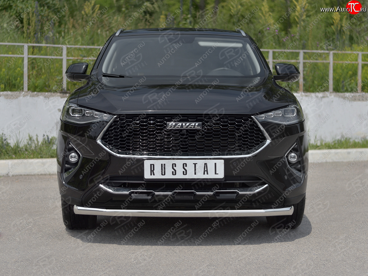 13 399 р. Защита переднего бампера (Ø63 мм секции, нержавейка, 1,5 4WD) SLITKOFF Haval F7x дорестайлинг (2019-2022)  с доставкой в г. Воронеж