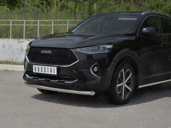 13 399 р. Защита переднего бампера (Ø63 мм секции, нержавейка, 1,5 4WD) SLITKOFF Haval F7x дорестайлинг (2019-2022)  с доставкой в г. Воронеж. Увеличить фотографию 2
