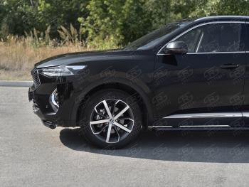 Защита переднего бампера (1.5 4WD Ø57 мм) SLITKOFF Haval F7x (2019-2022) дорестайлинг (нержавейка с полимерным покрытием, черный)