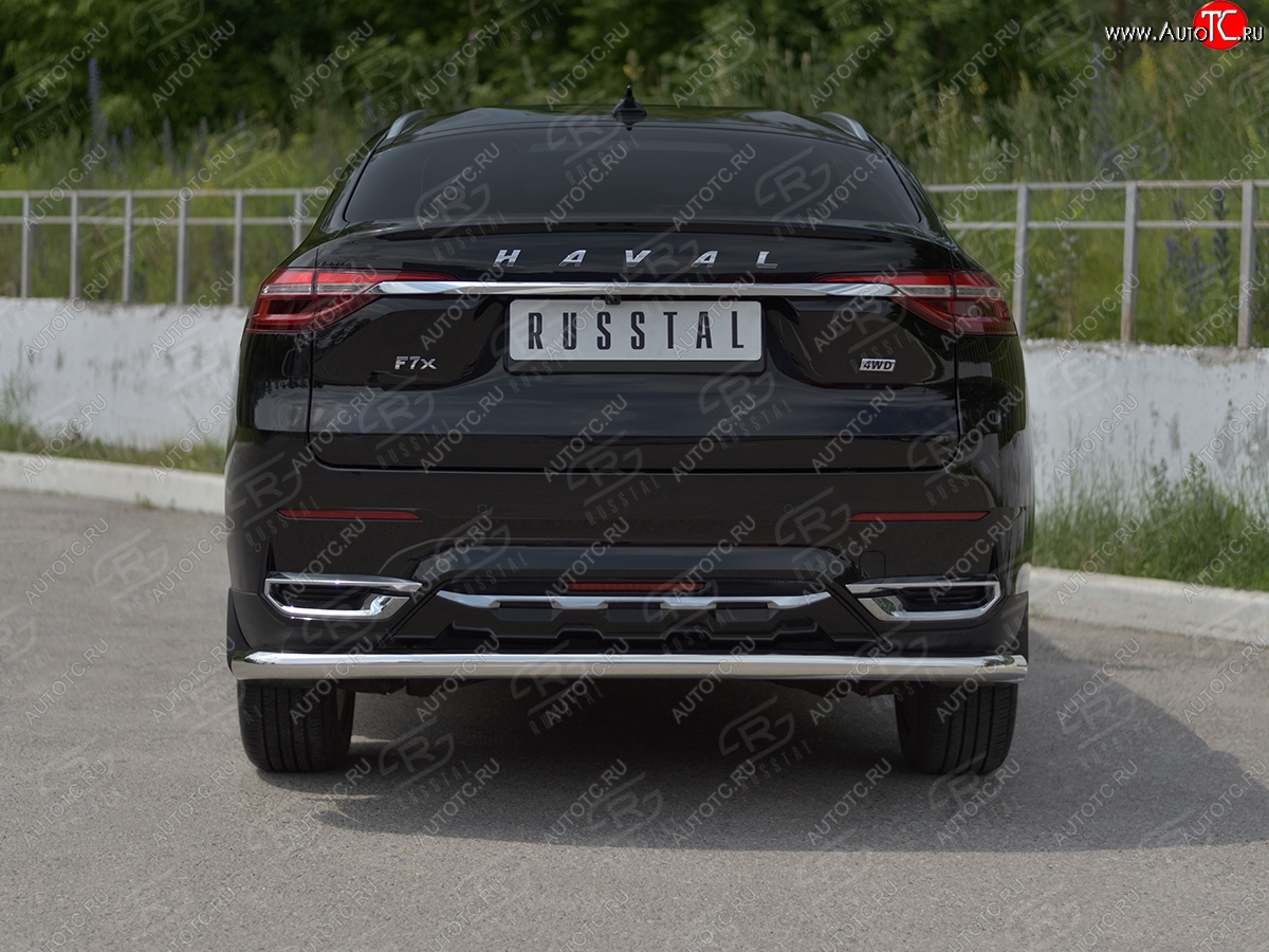 12 849 р. Защита заднего бампера (Ø63 мм, нержавейка) SLITKOFF Haval F7x дорестайлинг (2019-2022)  с доставкой в г. Воронеж