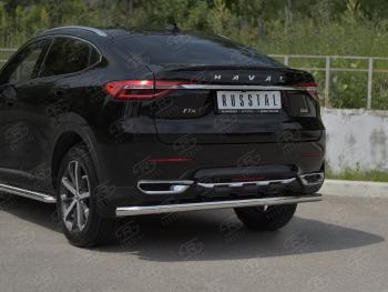 12 849 р. Защита заднего бампера (Ø63 мм, нержавейка) SLITKOFF Haval F7x дорестайлинг (2019-2022)  с доставкой в г. Воронеж. Увеличить фотографию 2