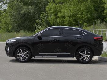31 849 р. Порожки для ног SLITKOFF (Ø42 мм)  Haval F7x (2019-2022) дорестайлинг (профиль - нержавейка, лист - нержавейка)  с доставкой в г. Воронеж. Увеличить фотографию 3