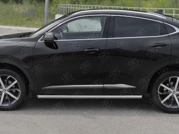 16 949 р. Защита порогов (Ø63 мм) SLITKOFF  Haval F7x (2019-2022) дорестайлинг (полированная нержавейка, торцы 45°)  с доставкой в г. Воронеж. Увеличить фотографию 2
