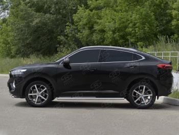 17 649 р. Защита порогов (Ø63 мм) SLITKOFF  Haval F7x (2019-2022) дорестайлинг (полированная нержавейка, торцы с пластиковыми заглушками)  с доставкой в г. Воронеж. Увеличить фотографию 3