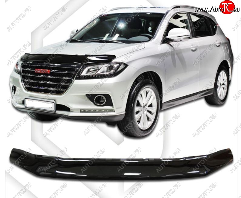 2 159 р. Дефлектор капота CA-Plastic Haval H2 (2014-2021) (Classic черный, Без надписи)  с доставкой в г. Воронеж