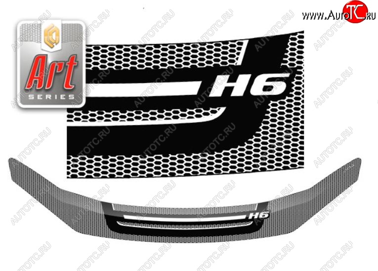 2 479 р. Дефлектор капота CA-Plastiс  Haval H6 (2016-2019) дорестайлинг (Шелкография Серия Art серебро)  с доставкой в г. Воронеж
