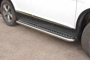 15 799 р. Порожки для ног из трубы Ø51 с алюминиевой площадкой Petroil Tuning Haval H6 (2013-2020) (Нержавеющая полированная сталь)  с доставкой в г. Воронеж. Увеличить фотографию 2