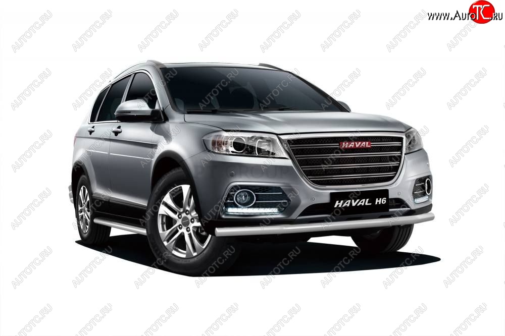 14 299 р. Защита переднего бампера одинарная из трубы d63 мм Petroil Tuning Haval H6 (2013-2020) (Нержавеющая полированная сталь)  с доставкой в г. Воронеж