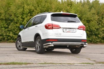 24 949 р. Защита заднего бампера Petroil Tuning (уголки двойные, d63/51) Haval H6 (2013-2020) (Нержавеющая полированная сталь)  с доставкой в г. Воронеж. Увеличить фотографию 1