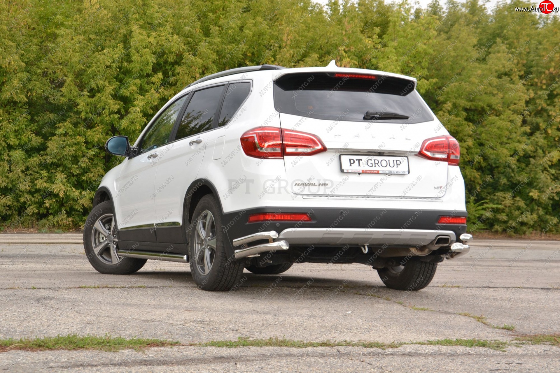 24 949 р. Защита заднего бампера Petroil Tuning (уголки двойные, d63/51) Haval H6 (2013-2020) (Нержавеющая полированная сталь)  с доставкой в г. Воронеж