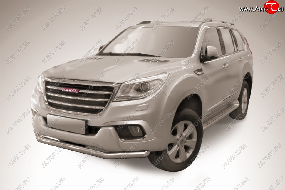 11 899 р. Защита переднего бампера Slitkoff (d57 мм)  Haval H9 (2017-2019) 1-ый рестайлинг (Нержавеющая сталь)  с доставкой в г. Воронеж