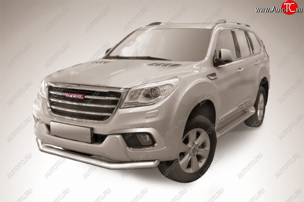 14 499 р. Защита переднего бампера Slitkoff (d76 мм)  Haval H9 (2017-2019) 1-ый рестайлинг (Нержавеющая сталь)  с доставкой в г. Воронеж