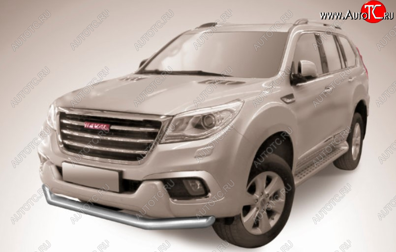 9 999 р. Защита переднего бампера Slitkoff (Ø 76 мм).  Haval H9 (2017-2019) 1-ый рестайлинг (Сталь с полимерным покрытием. Цвет: серебристый)  с доставкой в г. Воронеж