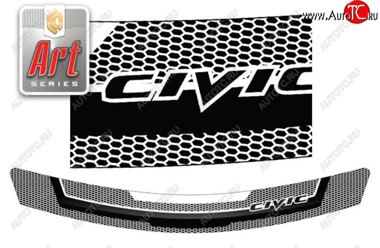 2 079 р. Дефлектор капота CA-Plastiс  Honda Civic  FD (2005-2011) седан дорестайлинг, седан рестайлинг (Серия Art черная)  с доставкой в г. Воронеж
