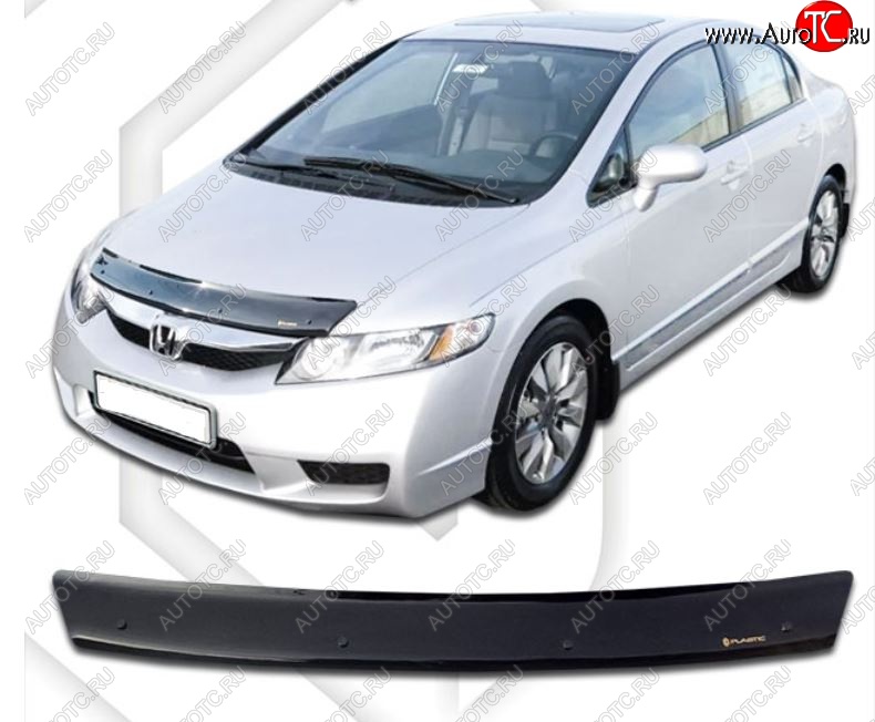 1 999 р. Дефлектор капота USA CA-Plastiс  Honda Civic  FD (2005-2011) седан дорестайлинг, седан рестайлинг (Classic черный, Без надписи)  с доставкой в г. Воронеж