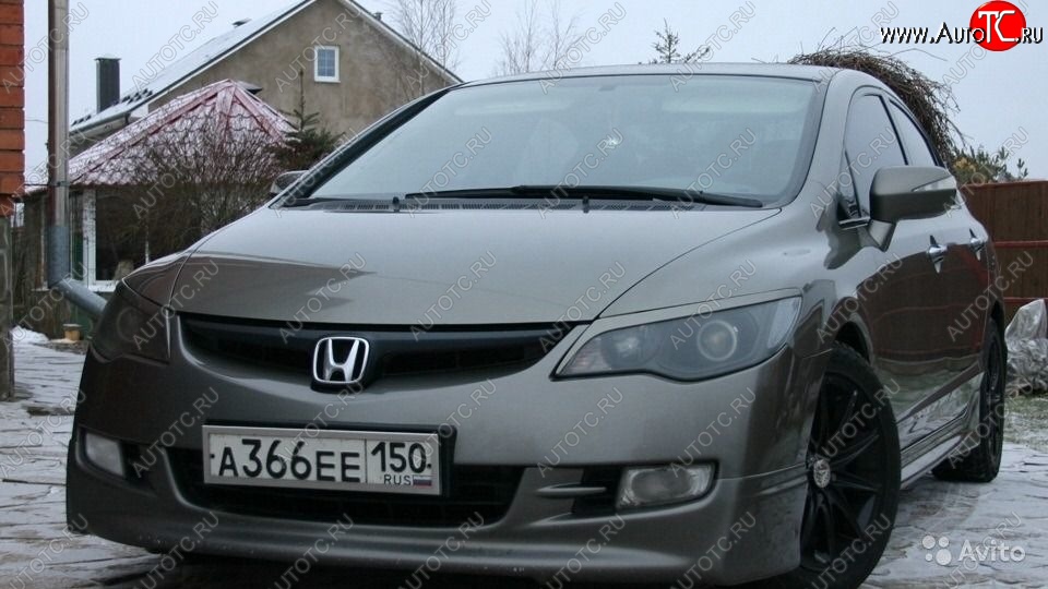 639 р. Реснички на фары Style Honda Civic FD седан дорестайлинг (2005-2008) (Неокрашенные)  с доставкой в г. Воронеж