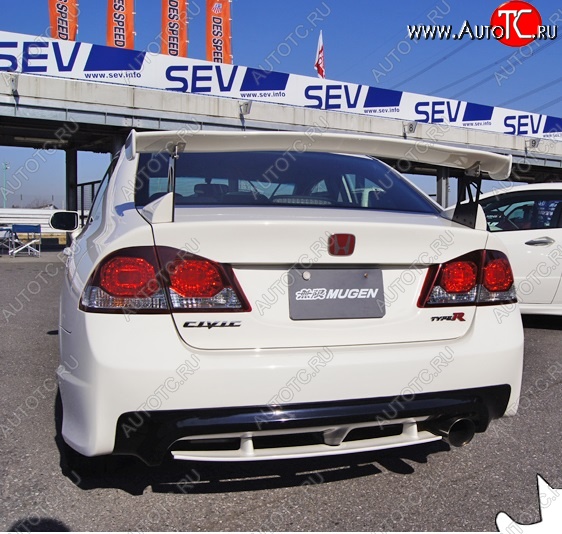 8 649 р. Задний бампер с элероном TYPE R DESIGN Honda Civic FD седан дорестайлинг (2005-2008) (Неокрашенный)  с доставкой в г. Воронеж