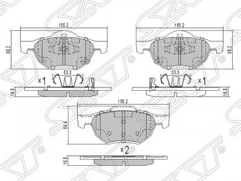 1 289 р. Колодки тормозные передние SAT  Honda Accord  7 CL (2002-2008) седан дорестайлинг, седан рестайлинг  с доставкой в г. Воронеж. Увеличить фотографию 1