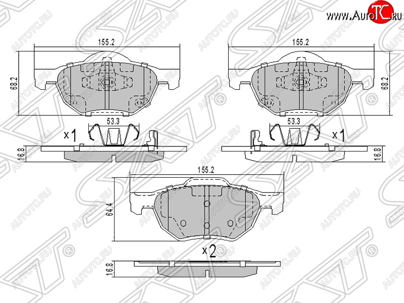 1 289 р. Колодки тормозные передние SAT  Honda Accord  7 CL (2002-2008) седан дорестайлинг, седан рестайлинг  с доставкой в г. Воронеж