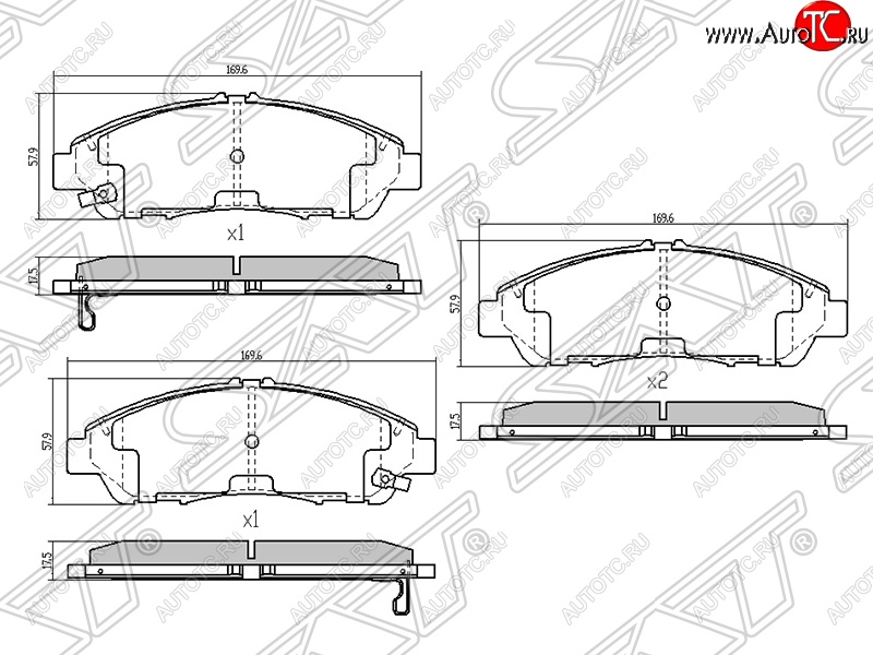 1 399 р. Колодки тормозные SAT (передние) Honda Accord 8 CU седан дорестайлинг (2008-2011)  с доставкой в г. Воронеж