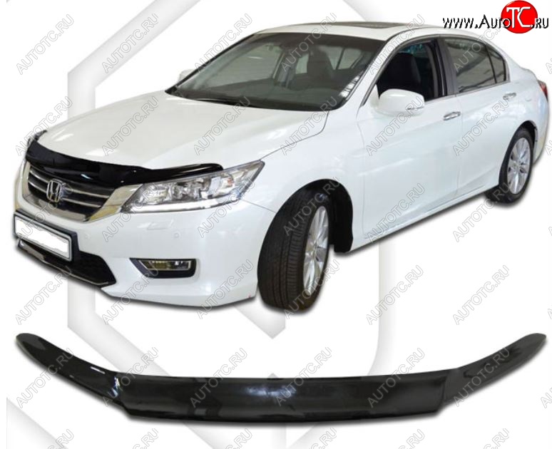 1 999 р. Дефлектор капота CA-Plastic Honda Accord 9 CR седан дорестайлинг (2013-2016) (Classic черный, Без надписи)  с доставкой в г. Воронеж