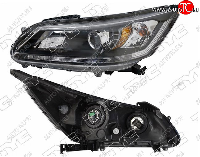 5 299 р. Левая фара передняя TYC (диодная полоса, Евросвет) Honda Accord 9 CR седан дорестайлинг (2013-2016)  с доставкой в г. Воронеж