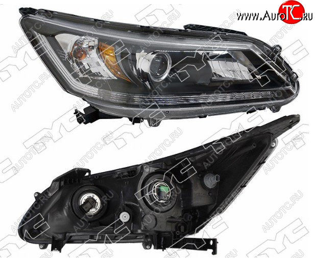 5 299 р. Правая фара передняя TYC (диодная полоса, Евросвет) Honda Accord 9 CR седан дорестайлинг (2013-2016)  с доставкой в г. Воронеж