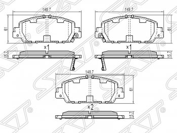 1 499 р. Колодки тормозные SAT (передние) Honda Accord 8 CU седан дорестайлинг (2008-2011)  с доставкой в г. Воронеж. Увеличить фотографию 1