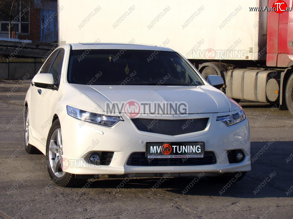 4 399 р. Решётка радиатора Sport  Honda Accord ( 8 CU,  8 CW) (2011-2013) седан рестайлинг, универсал рестайлинг (С сеткой, Неокрашенная)  с доставкой в г. Воронеж