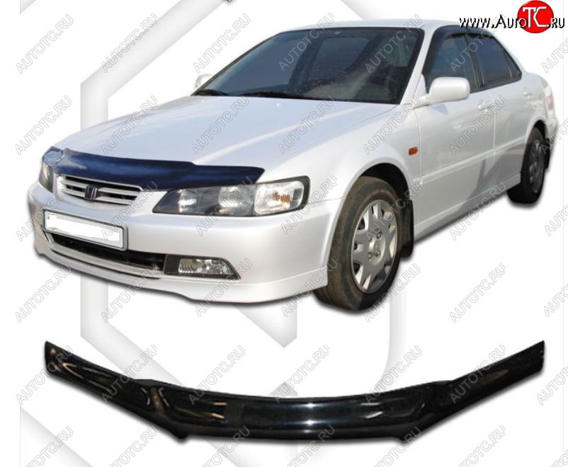 1 999 р. Дефлектор капота (CL1,CL3, CF3-CF5) CA-Plastic  Honda Accord  6 CF (1997-2000) седан дорестайлинг (Classic черный, Без надписи)  с доставкой в г. Воронеж
