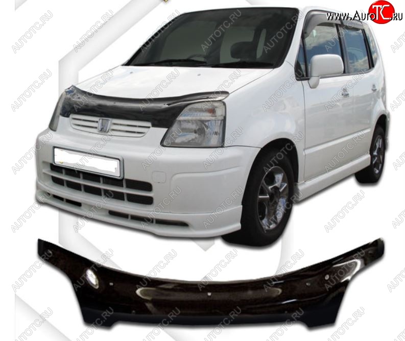 2 399 р. Дефлектор капота CA-Plastiс  Honda Capa (1998-2002) (Classic черный, Без надписи)  с доставкой в г. Воронеж