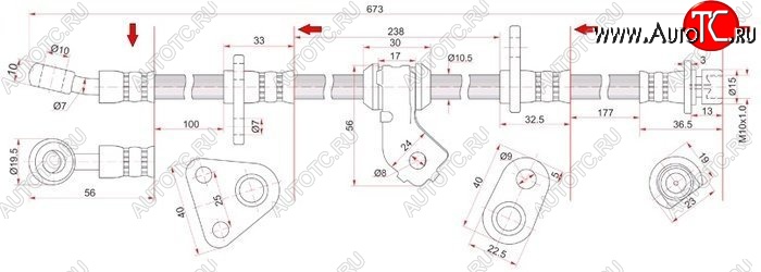 1 699 р. Тормозной шланг передний SAT (левый)  Honda Civic  EG - Integra  DB6,DB7,DB8,DB9  с доставкой в г. Воронеж
